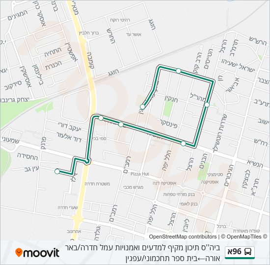96א Bus Line Map