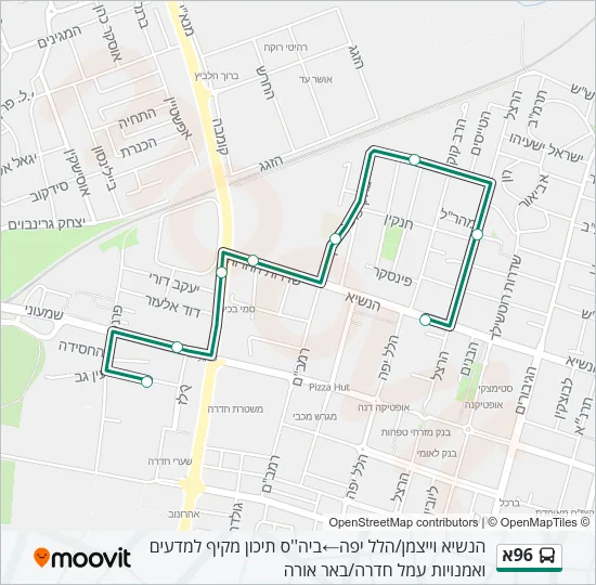 Автобус 96א: карта маршрута