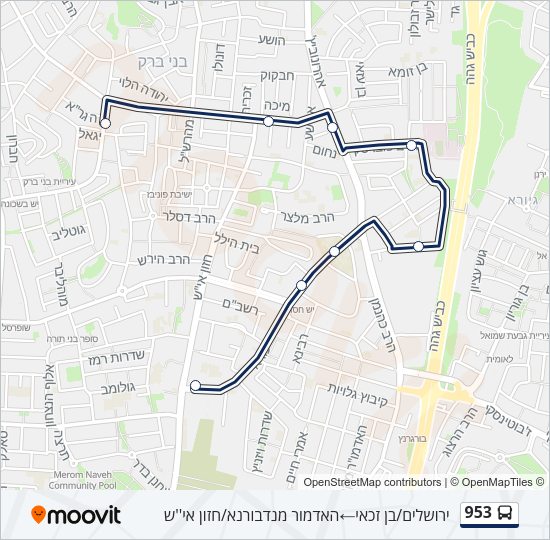 Автобус 953: карта маршрута
