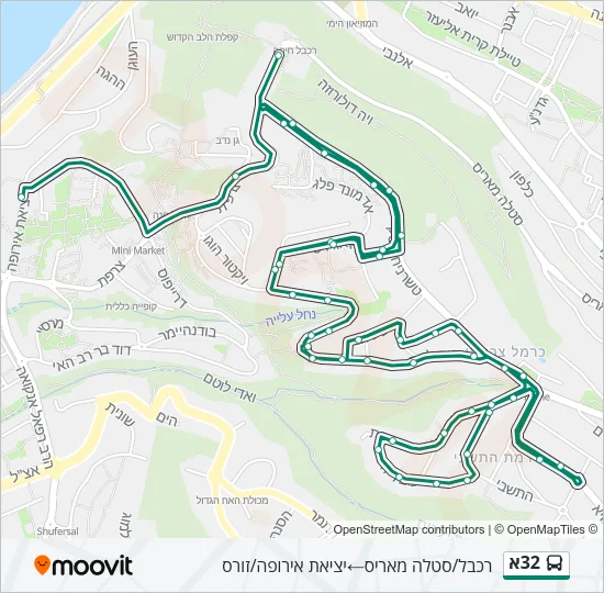 32א Bus Line Map
