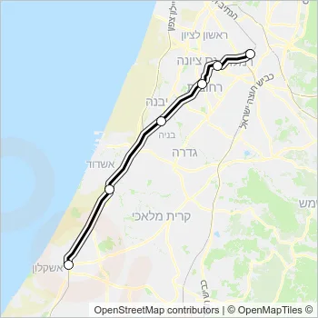 לוד - אשקלון Israel Railways Line Map