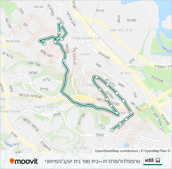 88א Bus Line Map