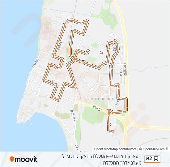 Автобус 2א: карта маршрута