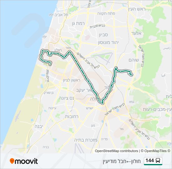 מפת המסלול של קו  144