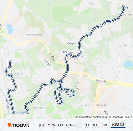 מפת המסלול של קו  83א