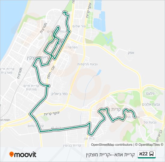 Автобус 22א: карта маршрута