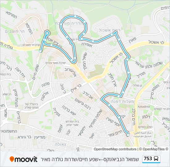 753 bus Line Map