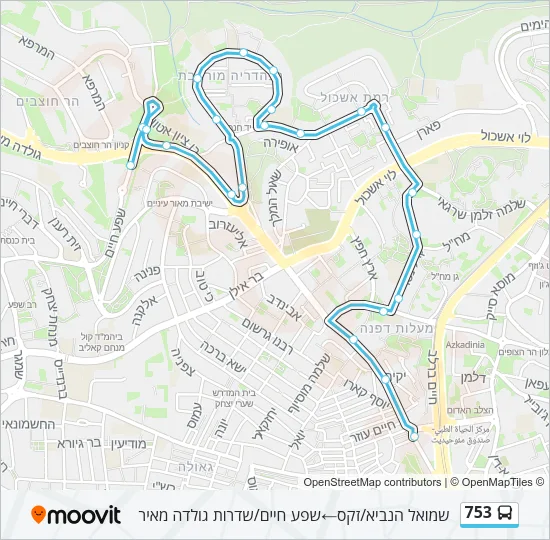 מפת המסלול של קו  753