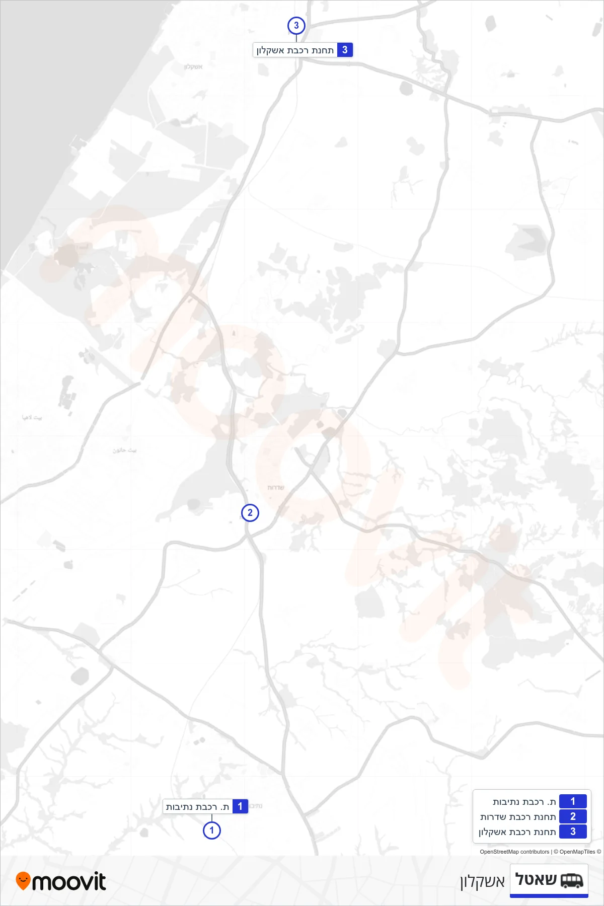 Shuttle tram Line (Ashkelon) route and stops on a map
