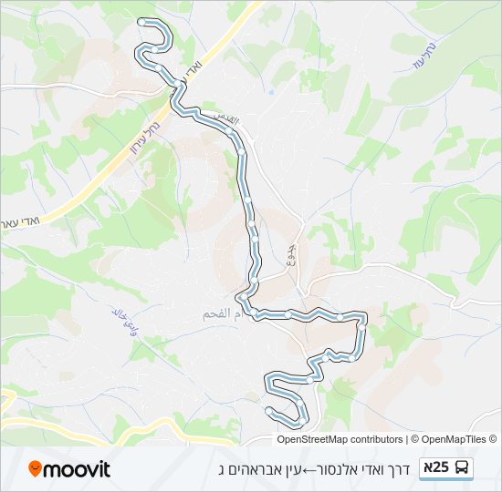 Автобус 25א: карта маршрута