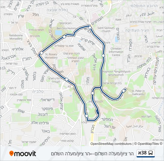 38א Bus Line Map