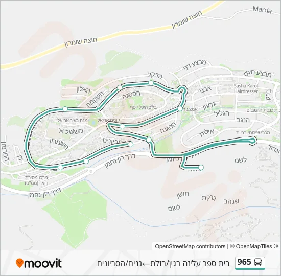 Автобус 965: карта маршрута