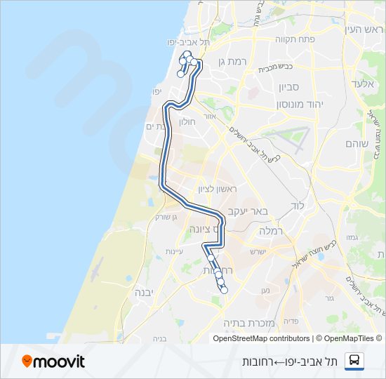 שבוס רחובות - ת"א  Line Map