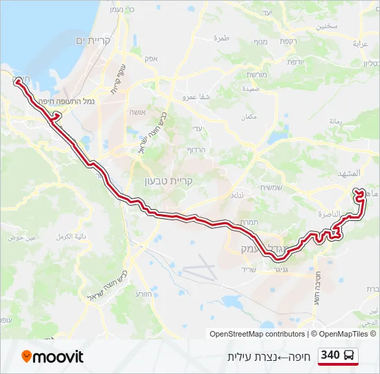 340 Bus Line Map