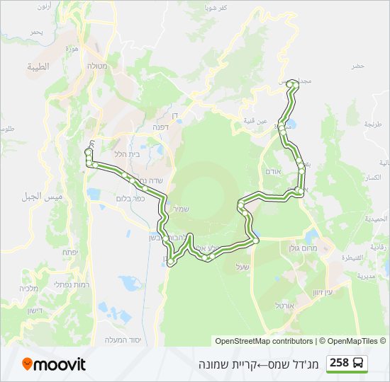 מפת המסלול של קו  258