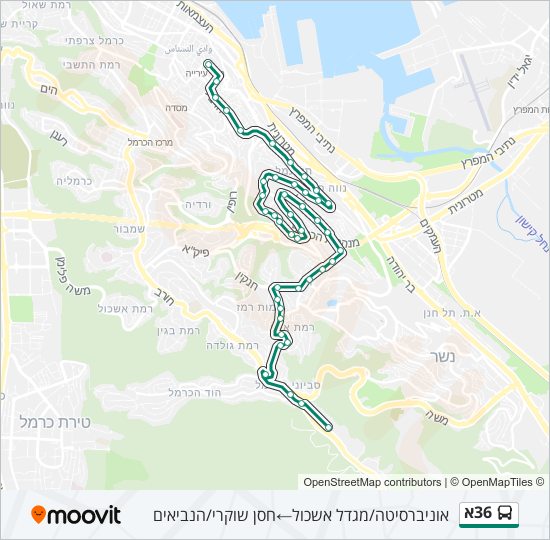 36א bus Line Map