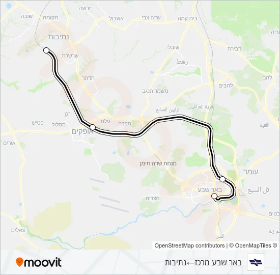 Железные дороги Израиля באר שבע מרכז - נתיבות: карта маршрута
