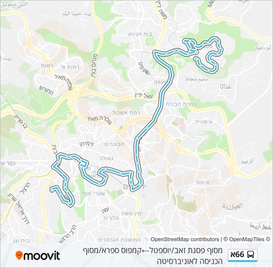 66א bus Line Map