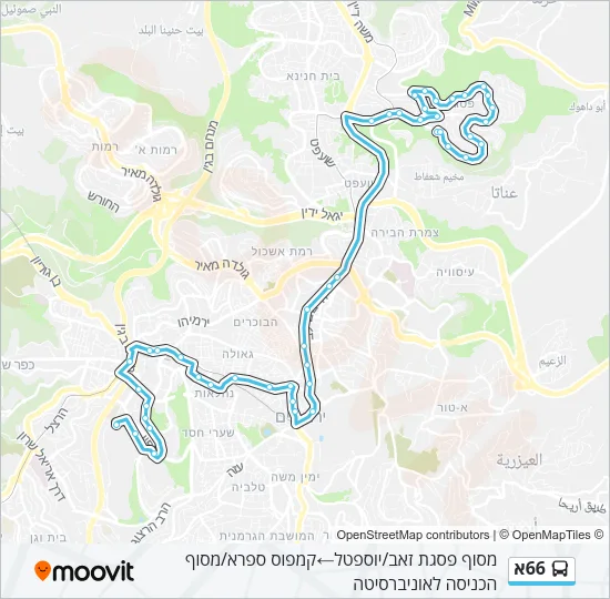 Автобус 66א: карта маршрута