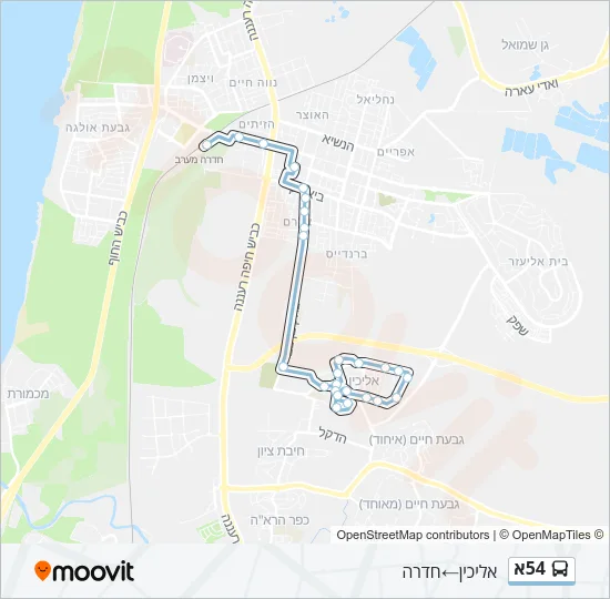 Автобус 54א: карта маршрута