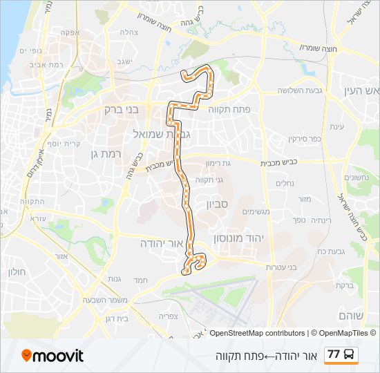 מפת המסלול של קו  77