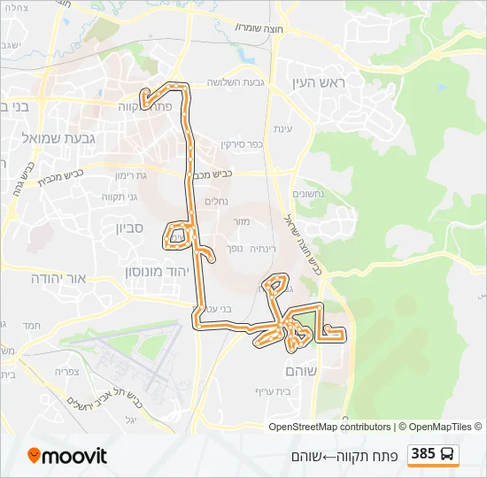 385 Bus Line Map