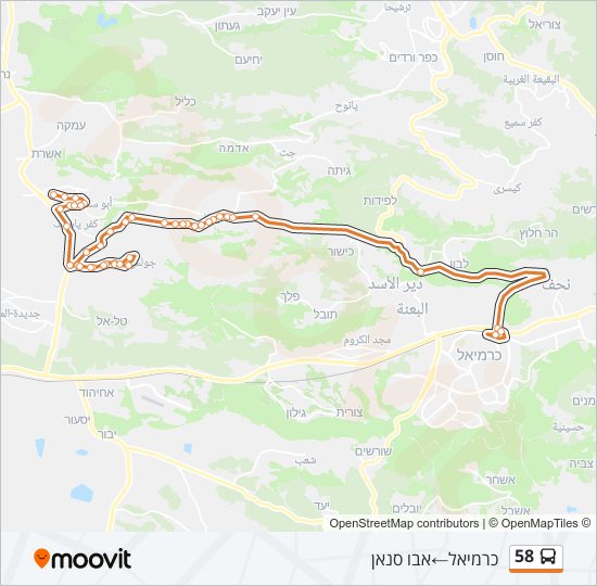 58 bus Line Map