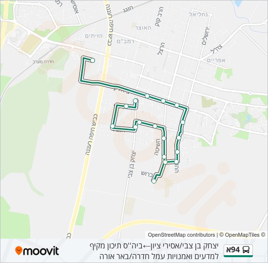 Автобус 94א: карта маршрута