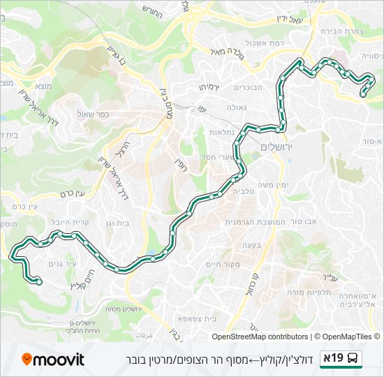 Автобус 19א: карта маршрута