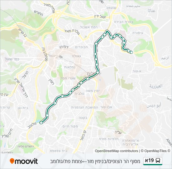 Автобус 19א: карта маршрута