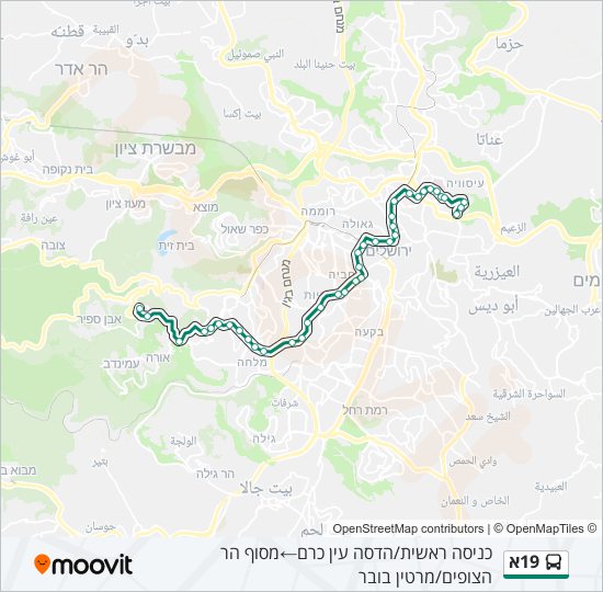 Автобус 19א: карта маршрута