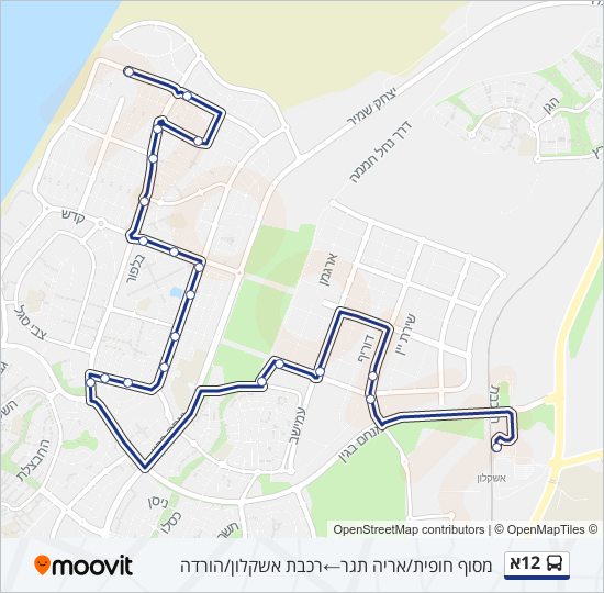 Автобус 12א: карта маршрута