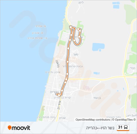 מפת המסלול של קו  31