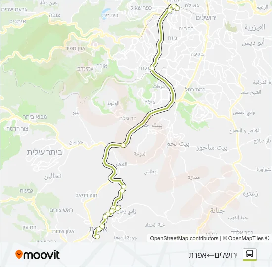Автобус 360 - ♿ ניתן להנגשה בהזמנה מראש: карта маршрута