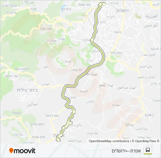 Автобус 360 - ♿ ניתן להנגשה בהזמנה מראש: карта маршрута