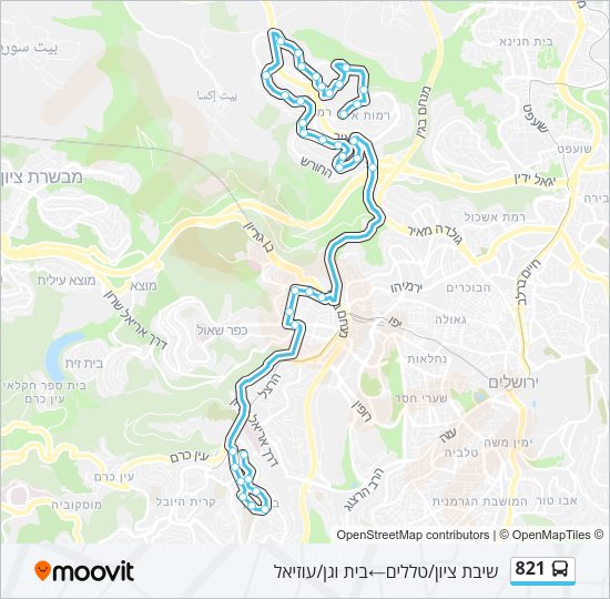 821 bus Line Map