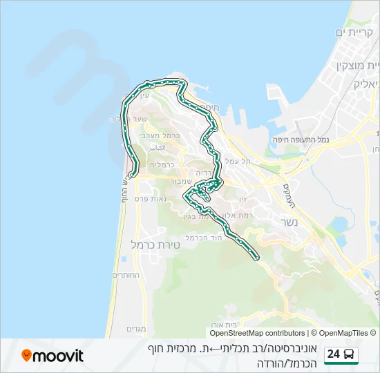 מפת המסלול של קו  24