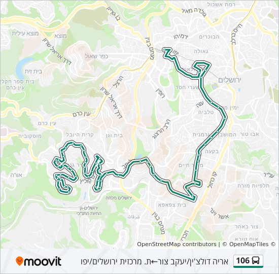 מפת המסלול של קו 106 מפת המסלול של קו 106