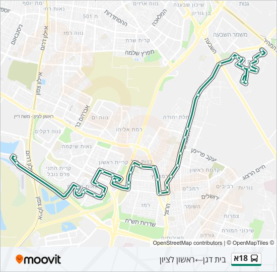 Автобус 18א: карта маршрута