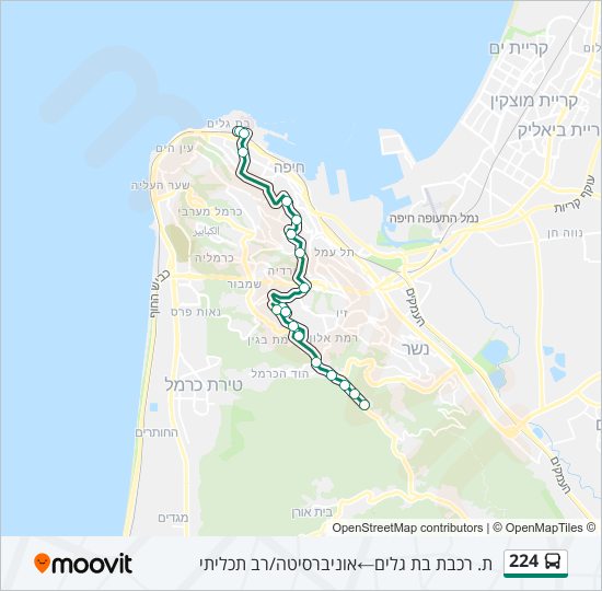 מפת המסלול של קו  224