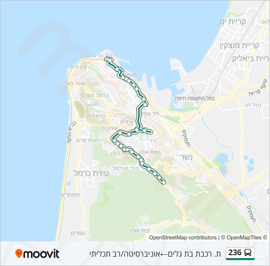 מפת המסלול של קו  236