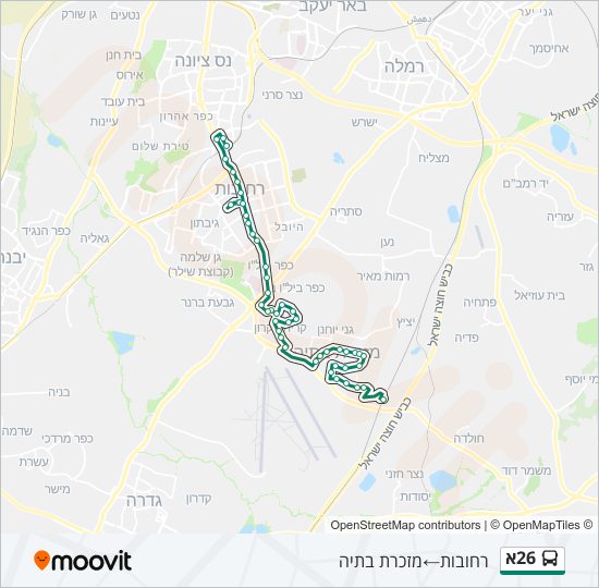 Автобус 26א: карта маршрута