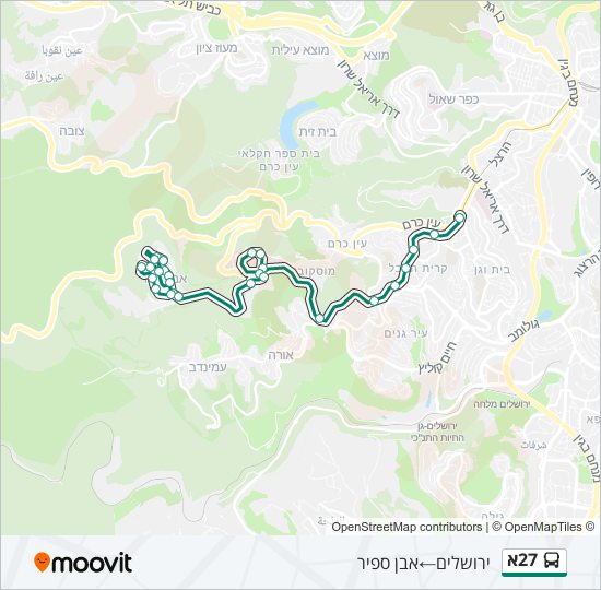 Автобус 27א: карта маршрута