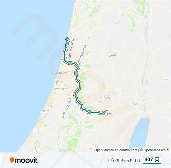 407 אוטובוס Line Map