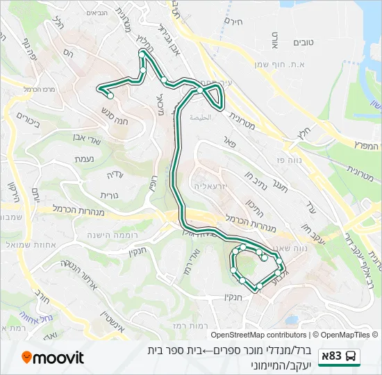 83א Bus Line Map