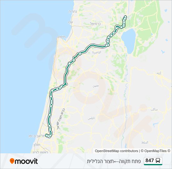 מפת המסלול של קו  847