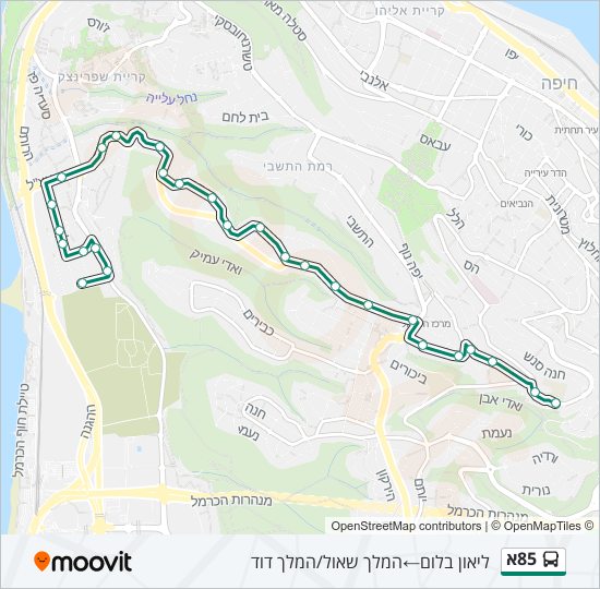 85א bus Line Map