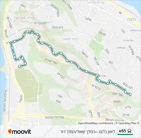 Автобус 85א: карта маршрута