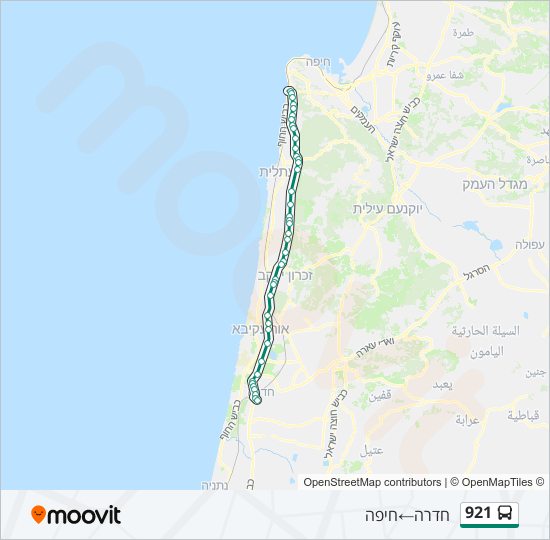 מפת המסלול של קו  921