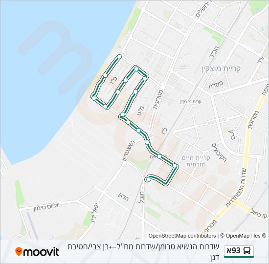 93א Bus Line Map